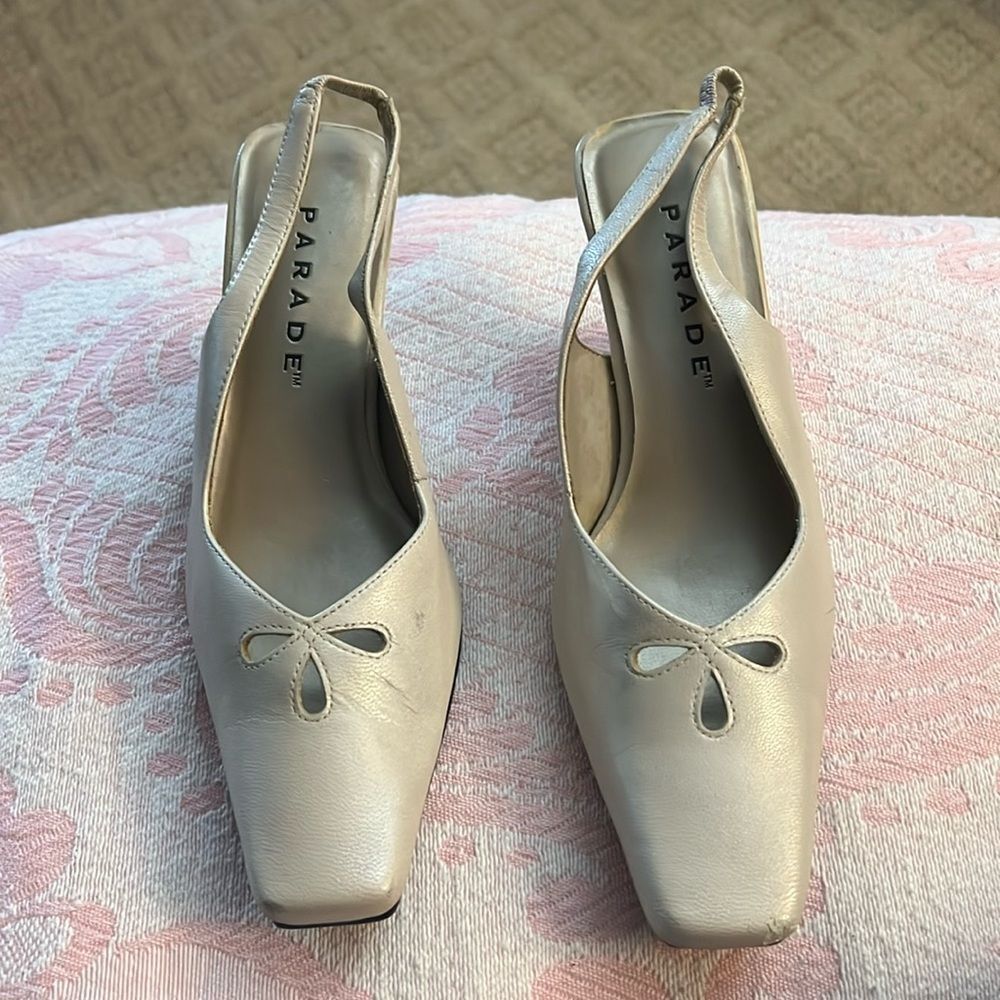 Vintage Parade Leather Slingback Heels - Size 6